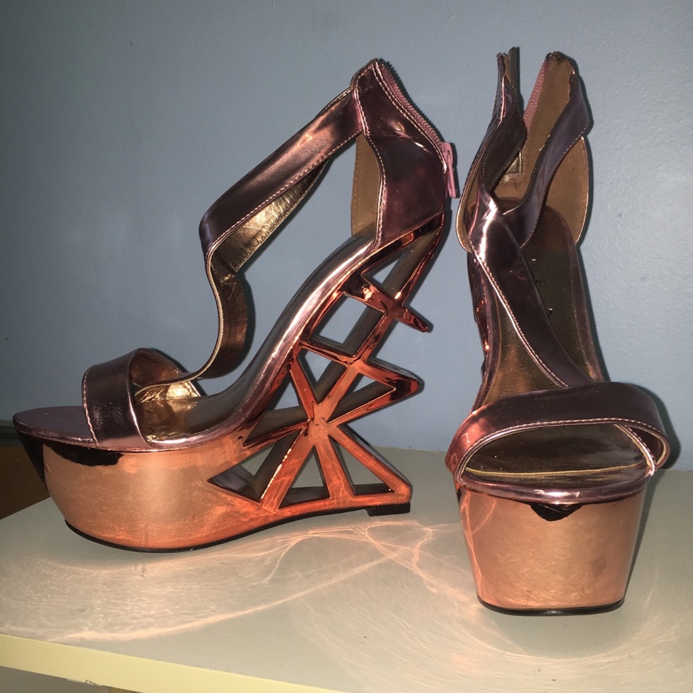 Pink Metallic Platform Heels